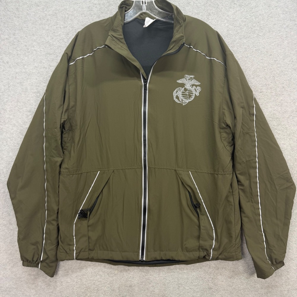 United States Marines Running Jacket Mens Small Green USMC PT Windbreaker USA